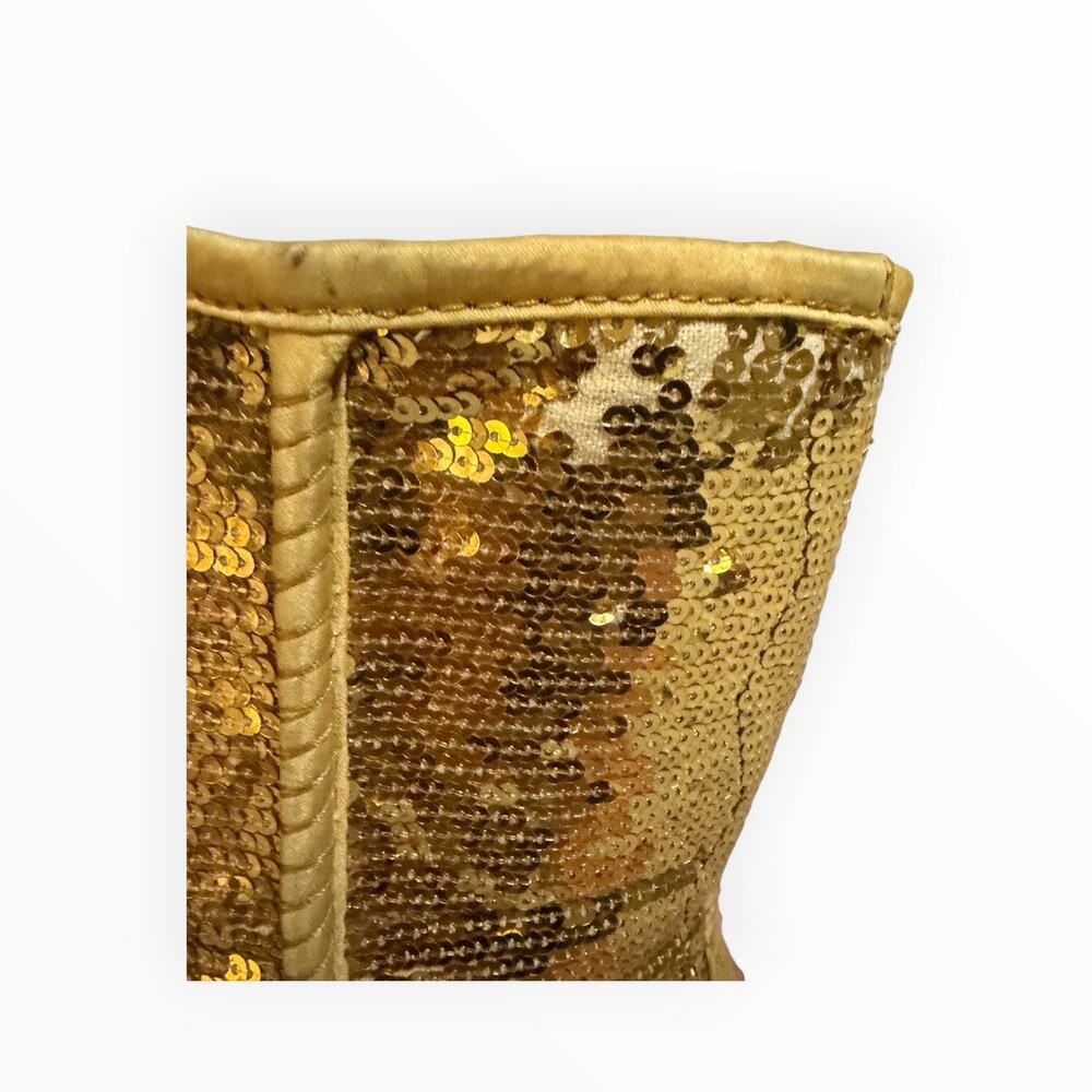 UGG Classic Short Sparkles Gold Sequin Boots Women's Size 7 Style 3161 - Picture 8 of 11